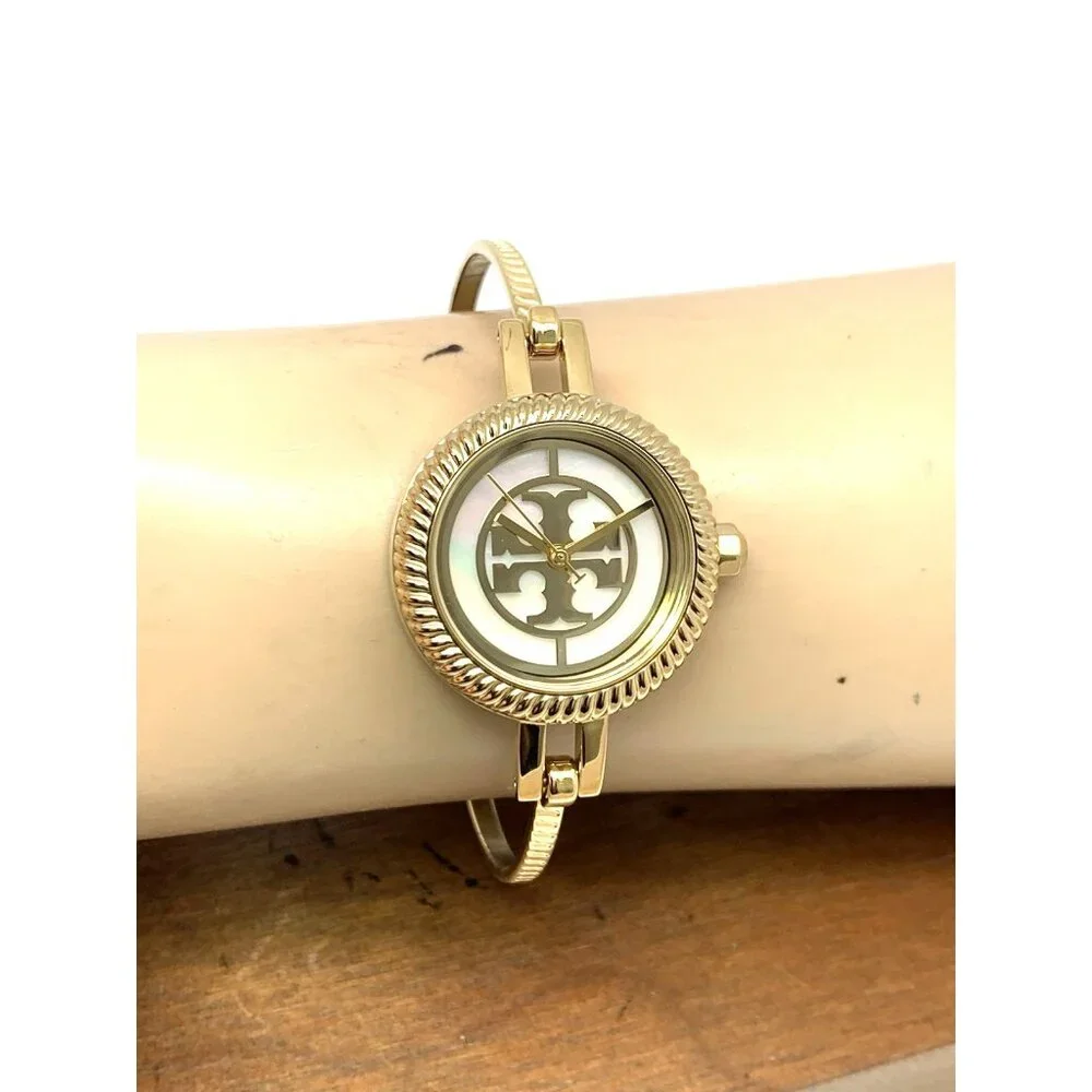 Tory Burch Women's Watch TBW4029 Gold Mother of Pearl Dial Interchangeable Bezel